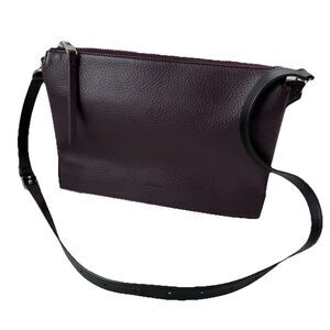 AllSaints Sheringham Pebbled Leather Shoulder Bag Port Purple Minimalist Purse